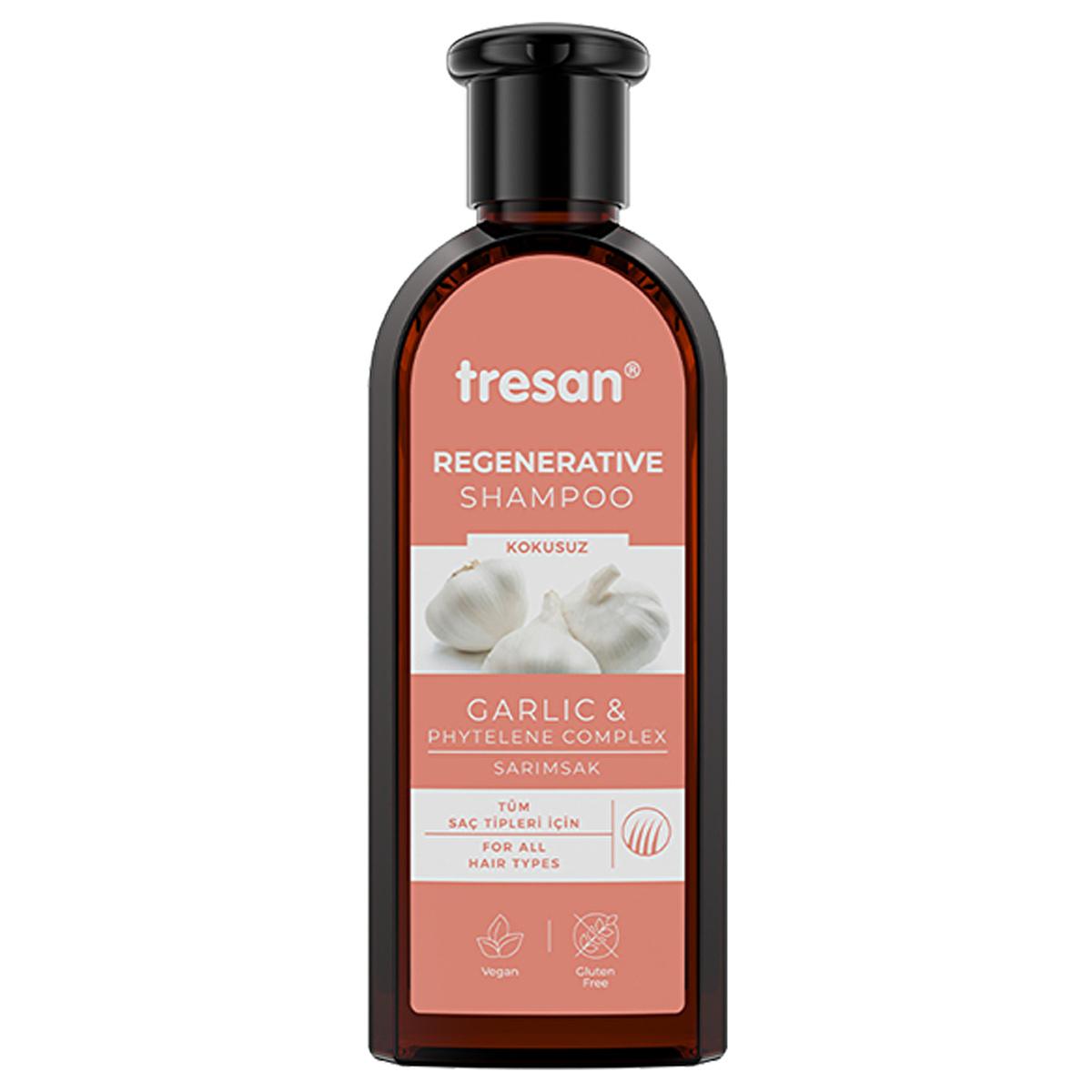 Tresan Repairing Shampoo with Garlic Extract - Nourishing Hair Care for Damaged Hair, 10.14 fl oz