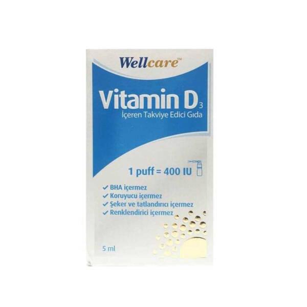 Wellcare Vitamin D3 400 IU Supplement Spray - Supports Bone Health & Immune Function, Easy-to-Use Spray Format
