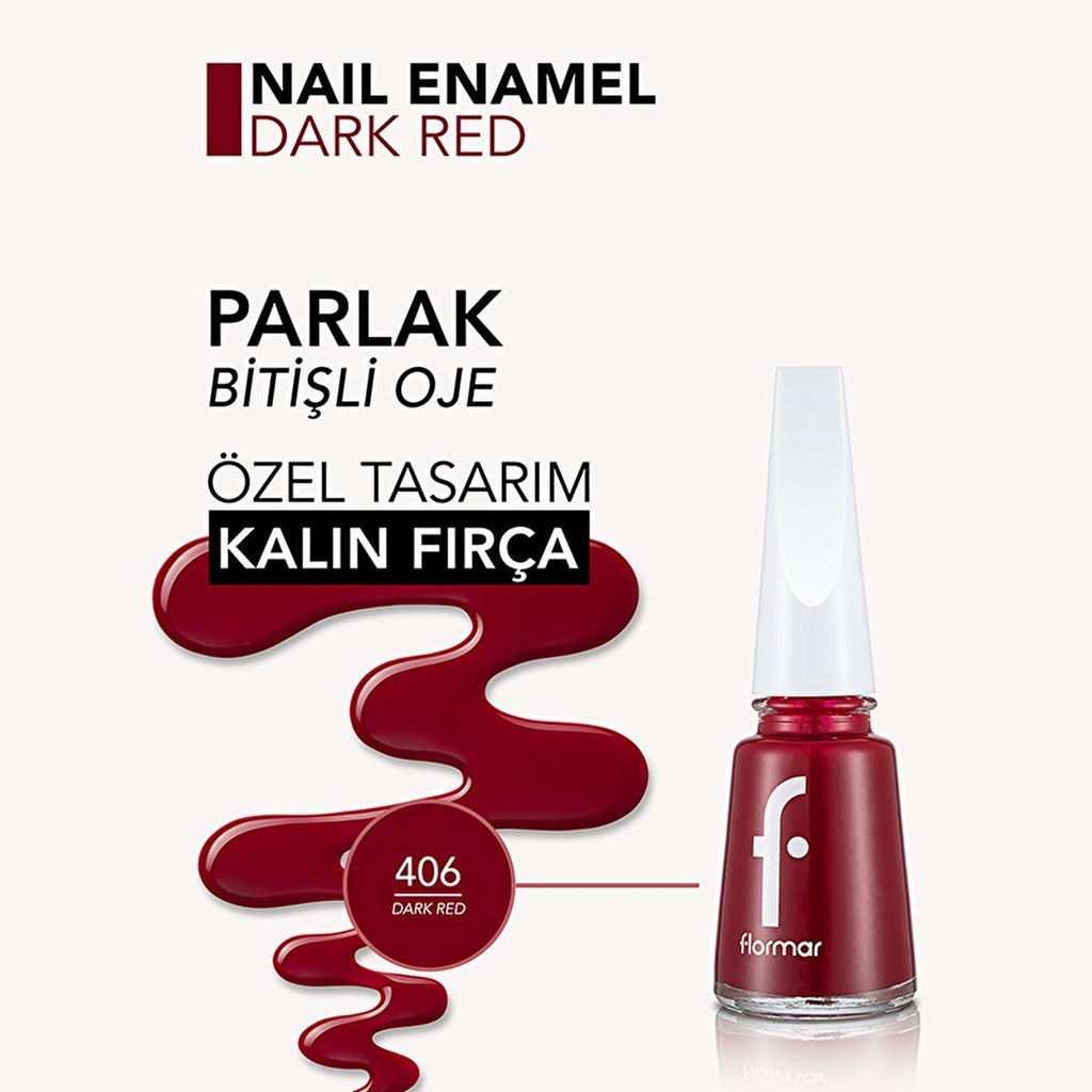 Flormar Dark Red Nail Polish: Intense Color, Long Lasting, Chip Resistant - Professional Nail Enamel for Stunning Manicures