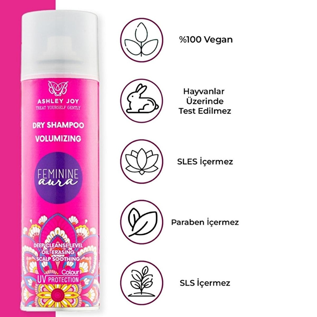 Ashley Joy Feminene Aura Dry Shampoo: Oil Absorbing, Volumizing Hair Refreshing Spray - Quick Cleanse, Travel Size