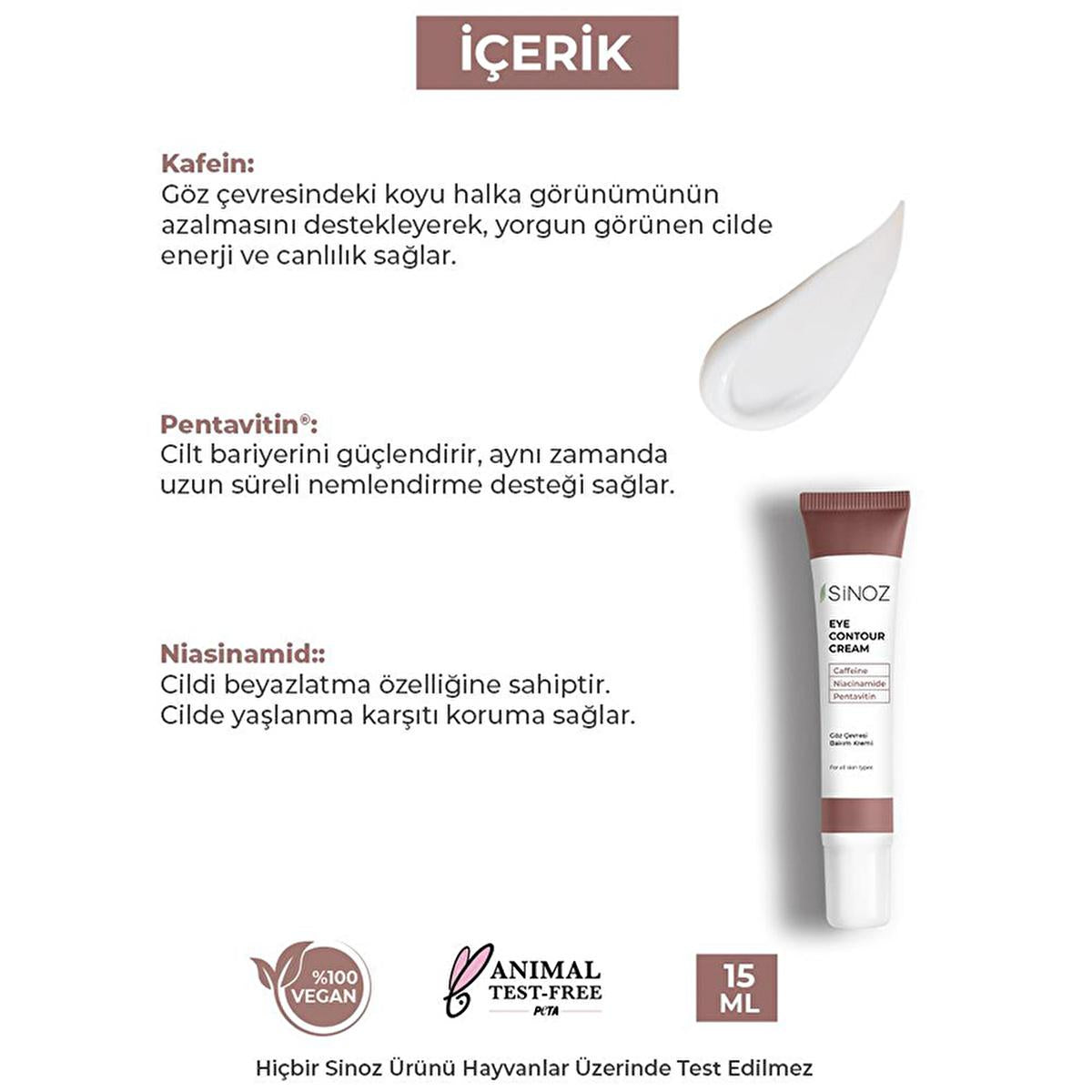 Sinoz Eye Cream: Reduce Dark Circles & Wrinkles with Caffeine & Niacinamide - Intense Hydration for All Skin Types