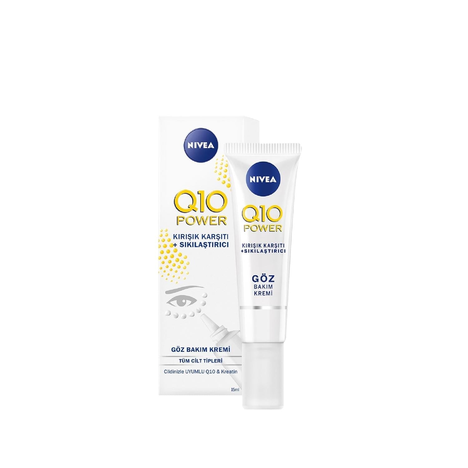 Nivea Q10 Power Anti-Wrinkle Eye Cream 15ml - Energizes Skin Cells, Reduces Fine Lines & Wrinkles