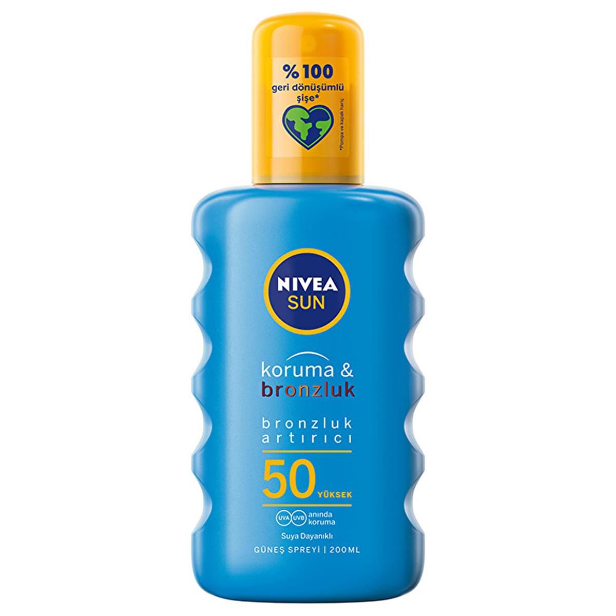 Nivea Sun SPF 50 Sunscreen Spray: High UVA/UVB Protection & Natural Bronzing - Ocean Friendly & Water Resistant, 6.76 fl oz