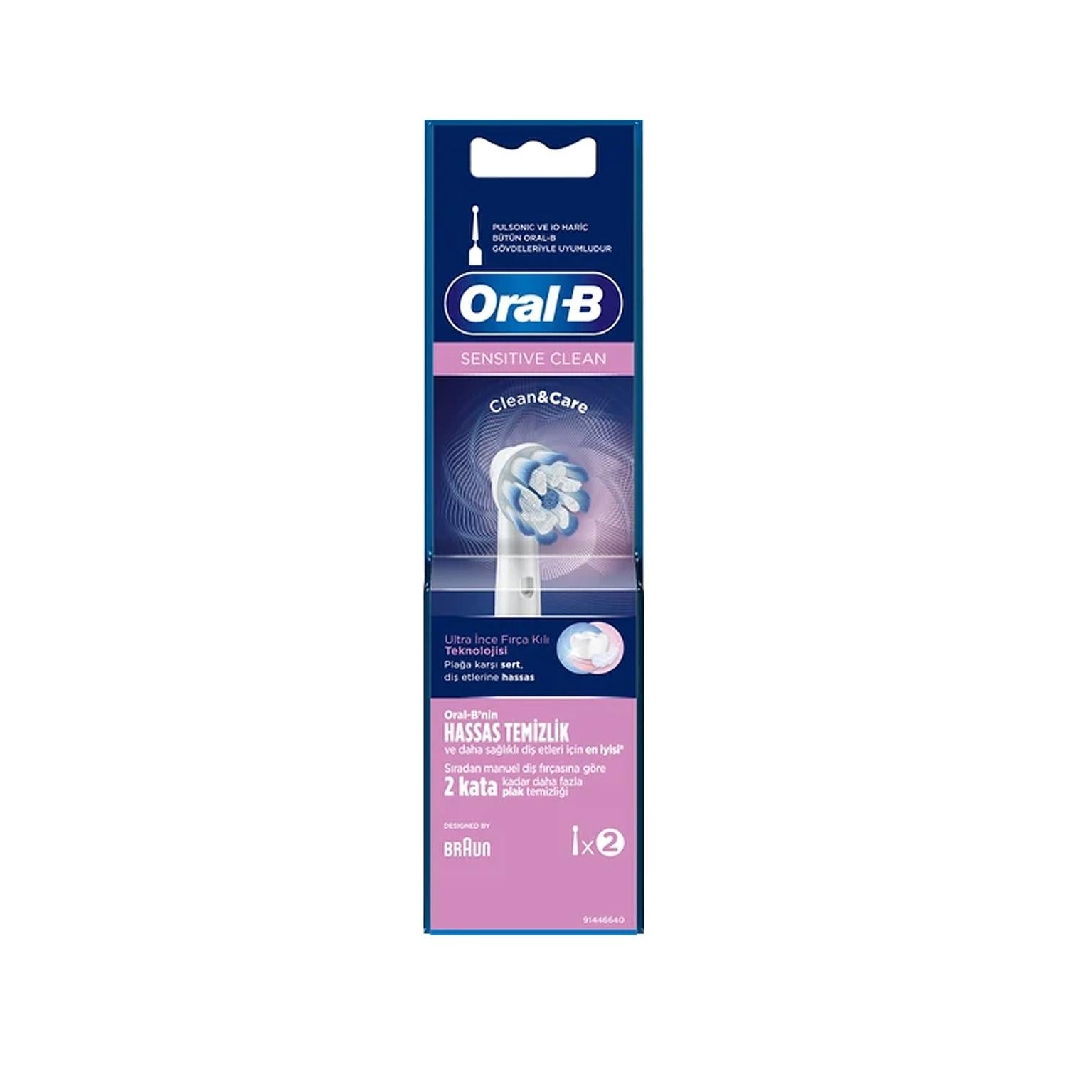 Oral-B Electric Toothbrush Replacement Heads - Sensitive Clean 2 Pack - Compatible Oral-B Toothbrush Accessories