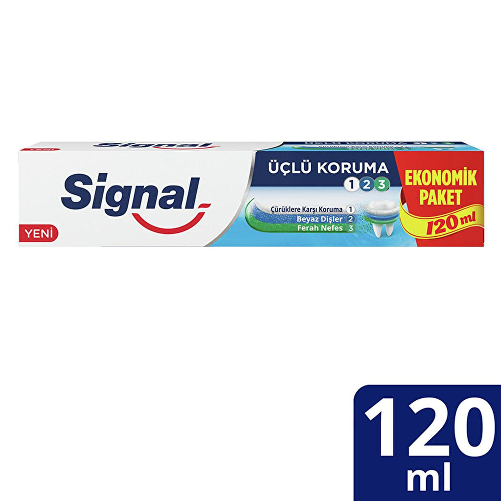 Signal Triple Protection Toothpaste with Fluoride - Natural Whitening, Mint Flavor - 4.06 fl oz