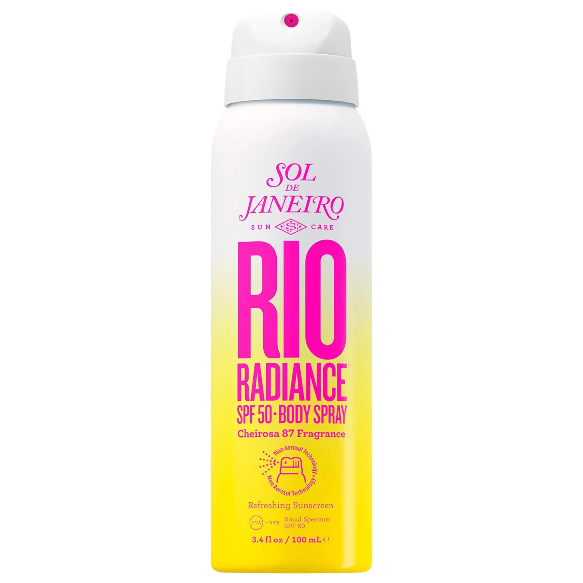 Sol de Janeiro Mini Rio Radiance SPF 50 Body Spray Sunscreen: Hydrating, Broad Spectrum Protection with Niacinamide & Coconut Water