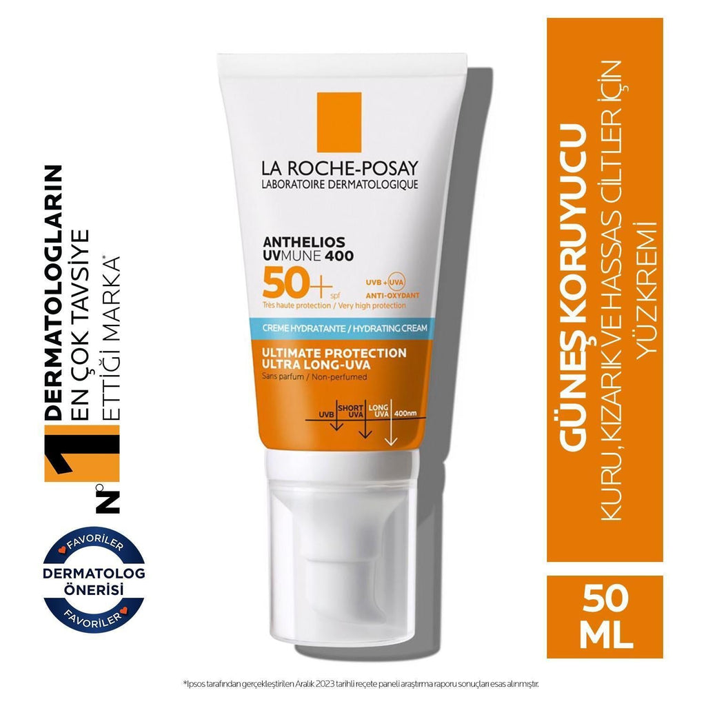 La Roche-Posay Anthelios UVMune 400 SPF50+ Sunscreen: Broad Spectrum Protection, Moisturizing, No White Cast - For Sensitive, Sun-Allergy Prone Skin, 1.69 fl oz