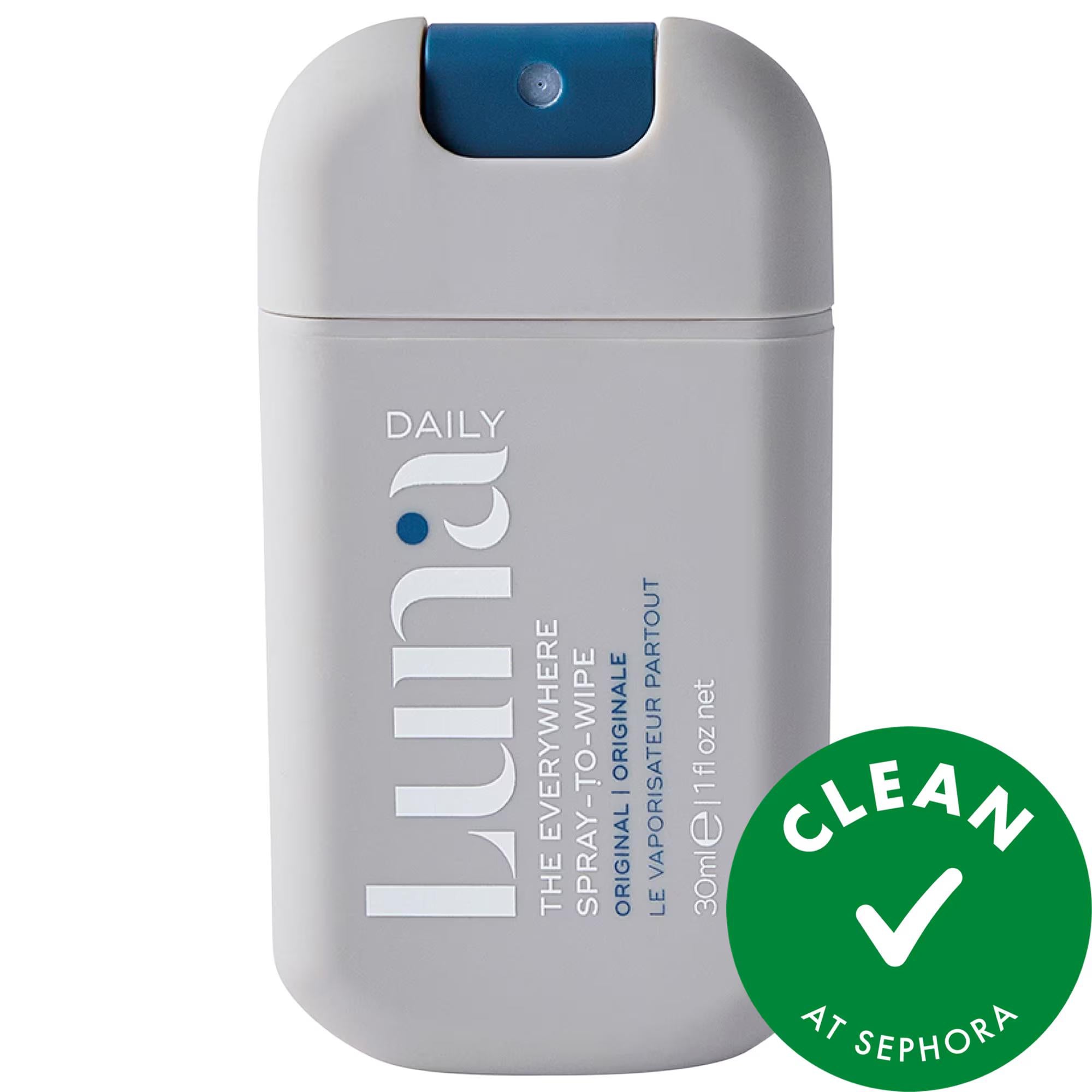 Luna Daily The Mini Everywhere Spray-to-Wipe - Gentle Body Cleanser Spray for All Skin Types, Prebiotics & Vitamins C&E - Travel Friendly, pH Balanced, Vegan