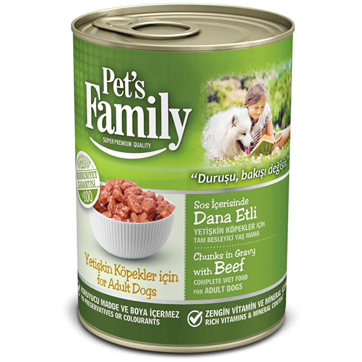 Pet's Family Adult Dog Food - Wet Beef Canned Dog Food, 400g - High-Quality Nutrition for Your Pet