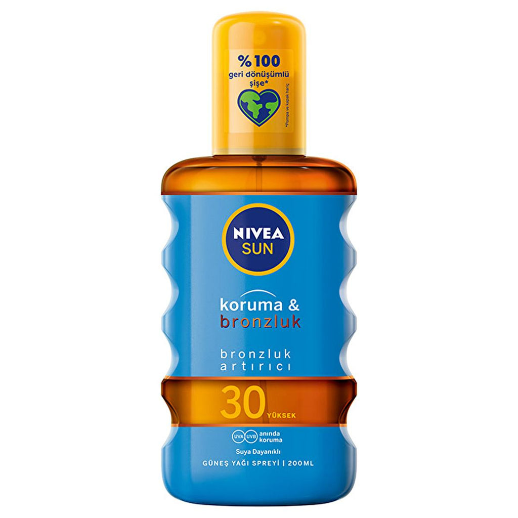 Nivea Sun SPF 30 Tanning Oil Spray: High Sun Protection, Natural Bronze, Water Resistant, UVA/UVB Protection - 6.76 fl oz
