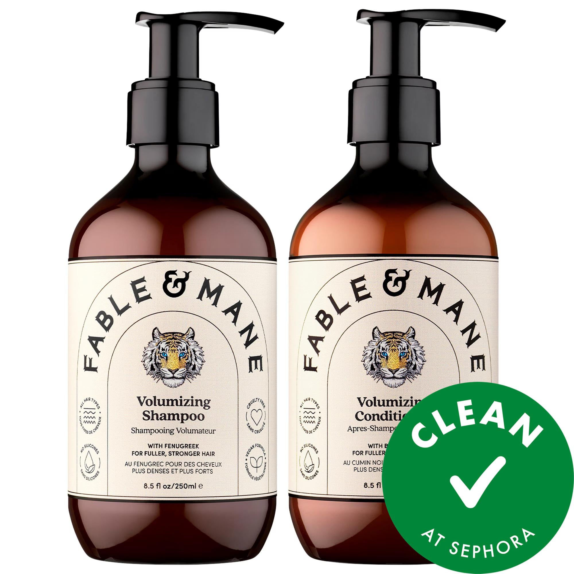 Fable & Mane Volumizing Shampoo and Conditioner Set: Fuller Hair, Healthy Growth, Cruelty-Free & Color Safe