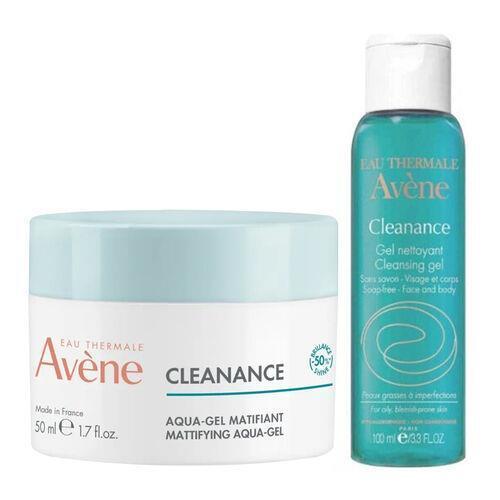 Avene Cleanance Skincare Set - Mattifying Aqua Gel & Cleansing Gel for Oily Skin