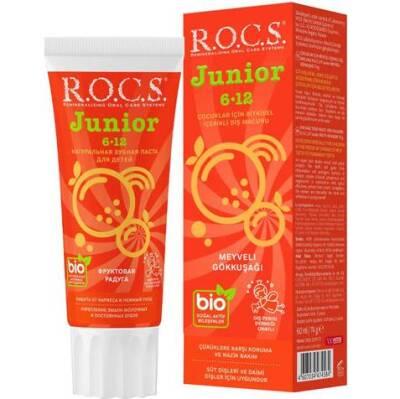 ROCS Junior Children's Toothpaste 60ml - Natural & Fruit-Flavored for Kids Aged 6-12