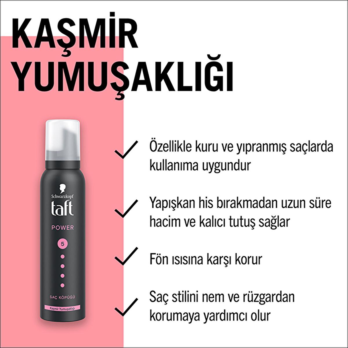 Taft Power Cashmere Hair Mousse - Strong Hold Hair Mousse for Dry & Damaged Hair