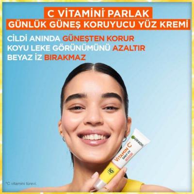 Garnier Vitamin C Face Moistizer with SPF50+ - Daily Face Cream for Sensitive Skin, Vegan Friendly