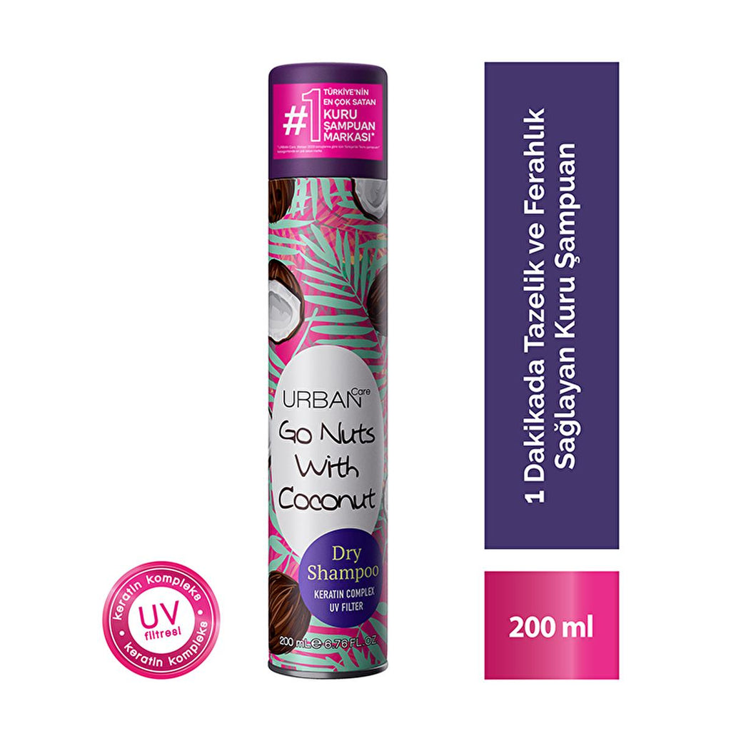 Urban Care Go Nuts Coconut Dry Shampoo: Volumizing Oil Absorbing Hair Refresher Spray for Quick, Clean Hair & Volume Boost - 6.76 fl oz